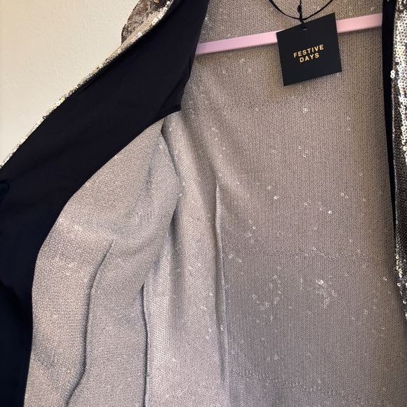 Zara Festive Days Silver Sequence Top Size Medium - Picture 3 of 9